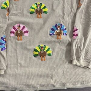 Vibrant Embroidered Turkey Sweatshirt